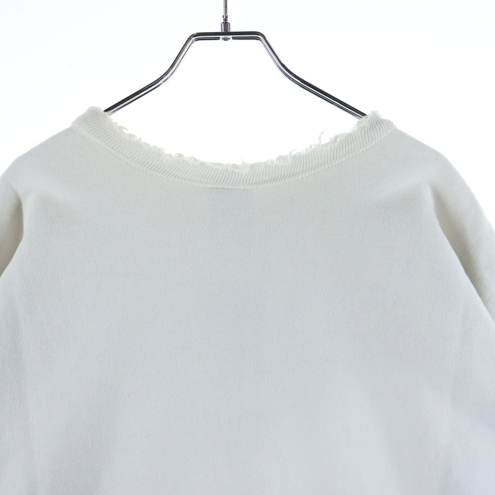 SAINT MICHAEL(セントマイケル) 25SS×BerBerjin BJ CREW NECK SWEAT ベルベルジン フロント染み込みプリント ダメージ加工 クルーネックスウェット ホワイト SM-HR8-0000-C38