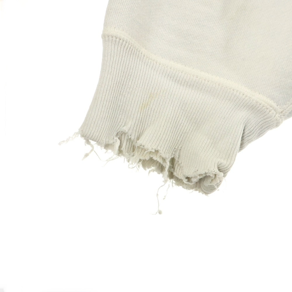 SAINT MICHAEL(セントマイケル) 25SS×BerBerjin BJ CREW NECK SWEAT ベルベルジン フロント染み込みプリント ダメージ加工 クルーネックスウェット ホワイト SM-HR8-0000-C38