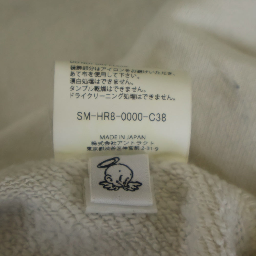 SAINT MICHAEL(セントマイケル) 25SS×BerBerjin BJ CREW NECK SWEAT ベルベルジン フロント染み込みプリント ダメージ加工 クルーネックスウェット ホワイト SM-HR8-0000-C38