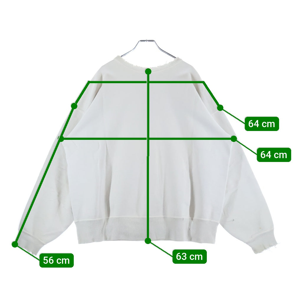 SAINT MICHAEL(セントマイケル) 25SS×BerBerjin BJ CREW NECK SWEAT ベルベルジン フロント染み込みプリント ダメージ加工 クルーネックスウェット ホワイト SM-HR8-0000-C38