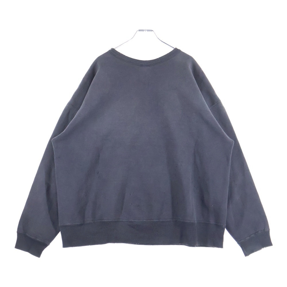 SAINT MICHAEL(セントマイケル) 25SS CRW-N SWEAT THE DEVIANT ヴィンテージ加工ロゴスウェットトレーナー ブラック SM-HR8-0000-045