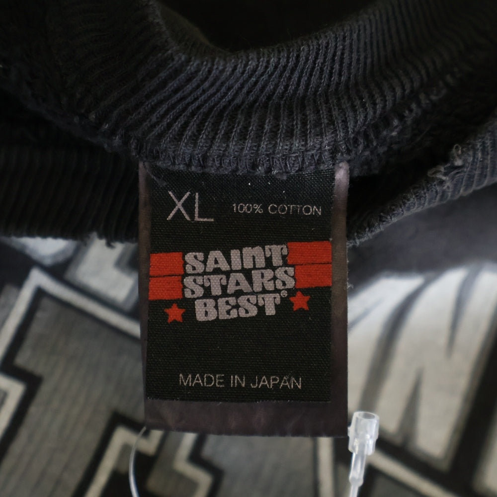 SAINT MICHAEL(セントマイケル) 25SS CRW-N SWEAT THE DEVIANT ヴィンテージ加工ロゴスウェットトレーナー ブラック SM-HR8-0000-045