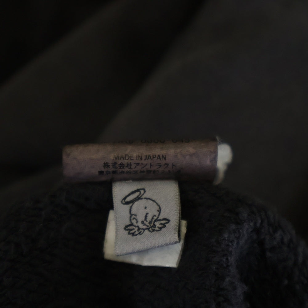 SAINT MICHAEL(セントマイケル) 25SS CRW-N SWEAT THE DEVIANT ヴィンテージ加工ロゴスウェットトレーナー ブラック SM-HR8-0000-045