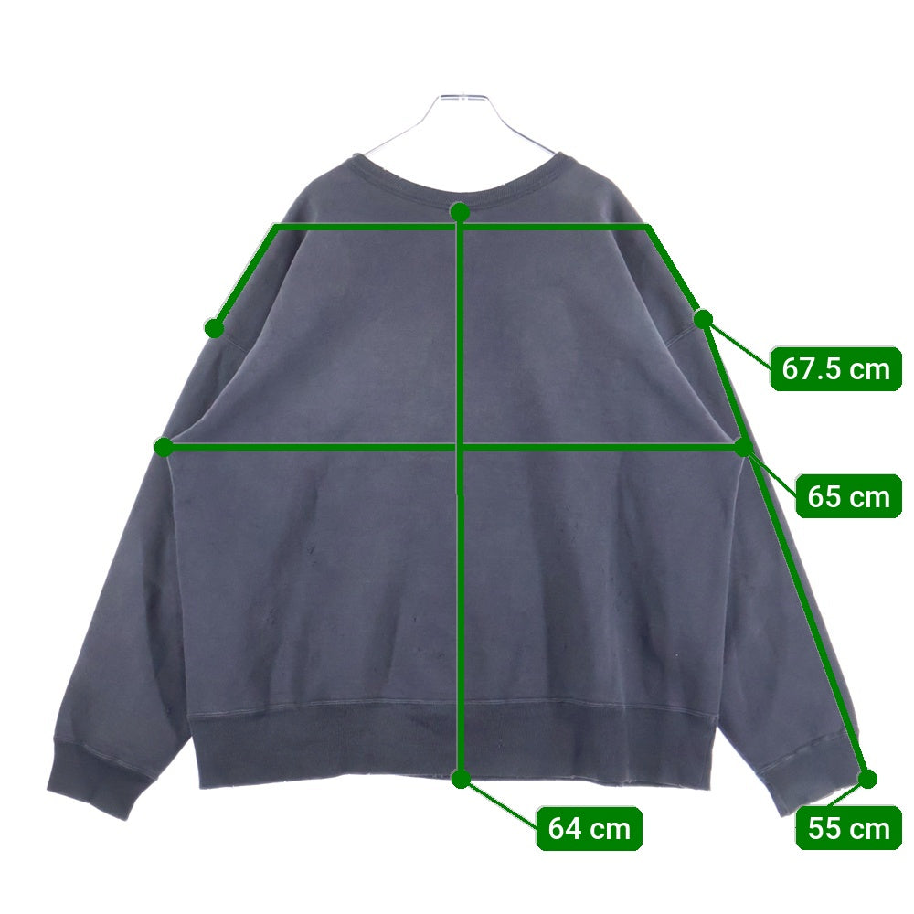 SAINT MICHAEL(セントマイケル) 25SS CRW-N SWEAT THE DEVIANT ヴィンテージ加工ロゴスウェットトレーナー ブラック SM-HR8-0000-045