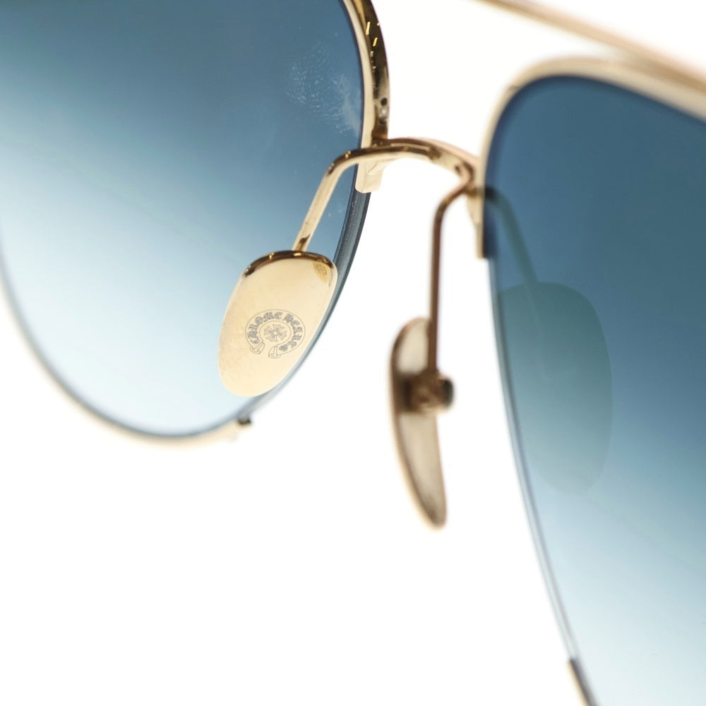 CHROME HEARTS(クロムハーツ) STEPPIN' BLU K18GPテンプル クロスモチーフ ティアドロップ サングラス ゴールド