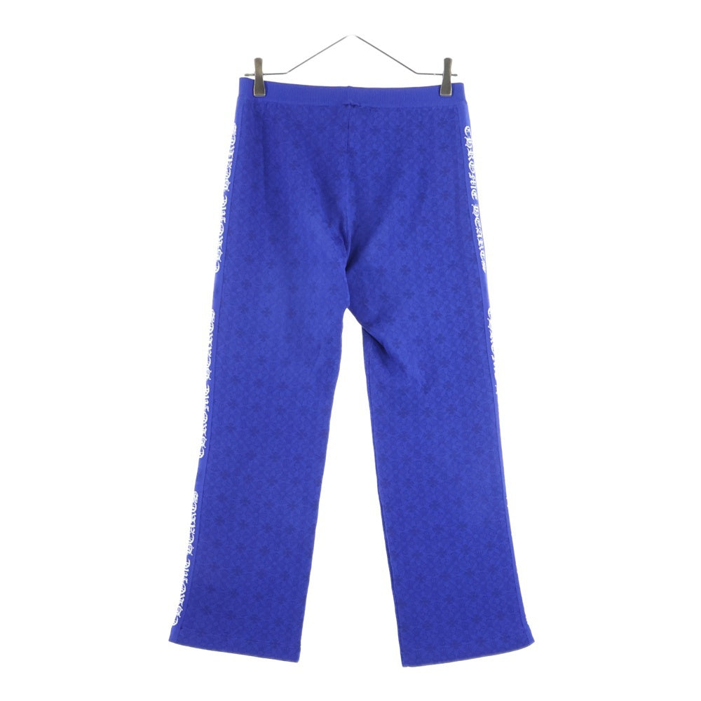 CHROME HEARTS(クロムハーツ) CH総柄 サイド英字ロゴ ストレッチ スウェットフレアパンツ ブルー レディース