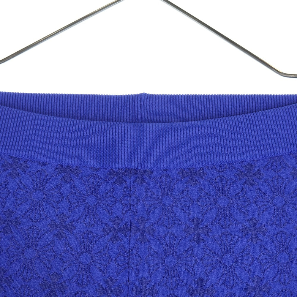 CHROME HEARTS(クロムハーツ) CH総柄 サイド英字ロゴ ストレッチ スウェットフレアパンツ ブルー レディース