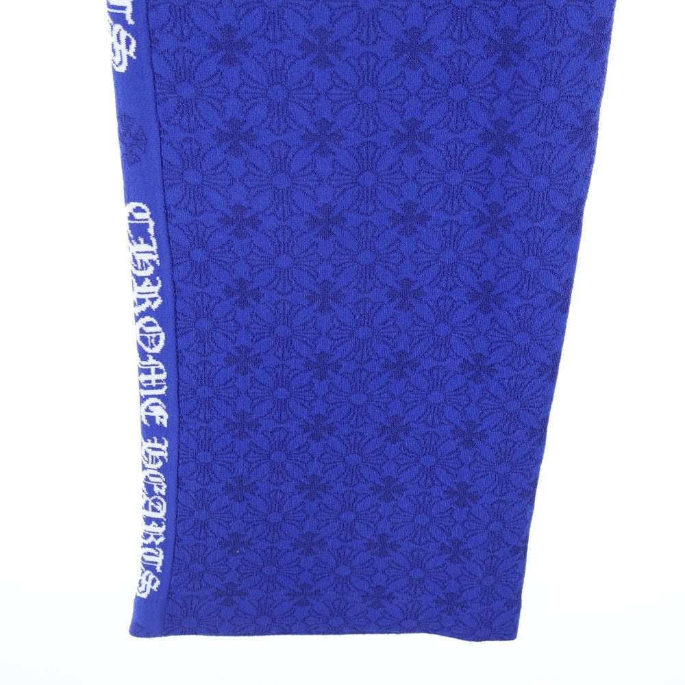 CHROME HEARTS(クロムハーツ) CH総柄 サイド英字ロゴ ストレッチ スウェットフレアパンツ ブルー レディース