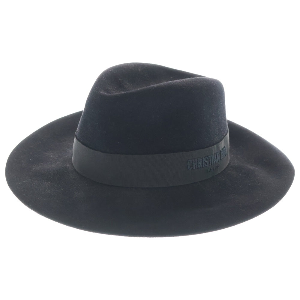 Christian Dior(クリスチャンディオール) ロゴリボン付きラビットフェルトハット ブラック 81DDR960G801