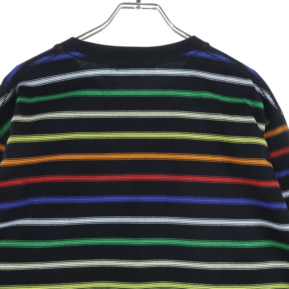 A BATHING APE(アベイシングエイプ) GRADIENT RAINBOW レインボーストライプ 長袖Tシャツ カットソー ブラック 001LTM301303M