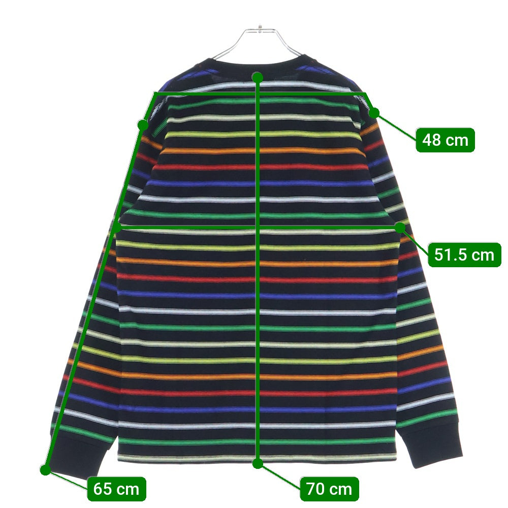 A BATHING APE(アベイシングエイプ) GRADIENT RAINBOW レインボーストライプ 長袖Tシャツ カットソー ブラック 001LTM301303M