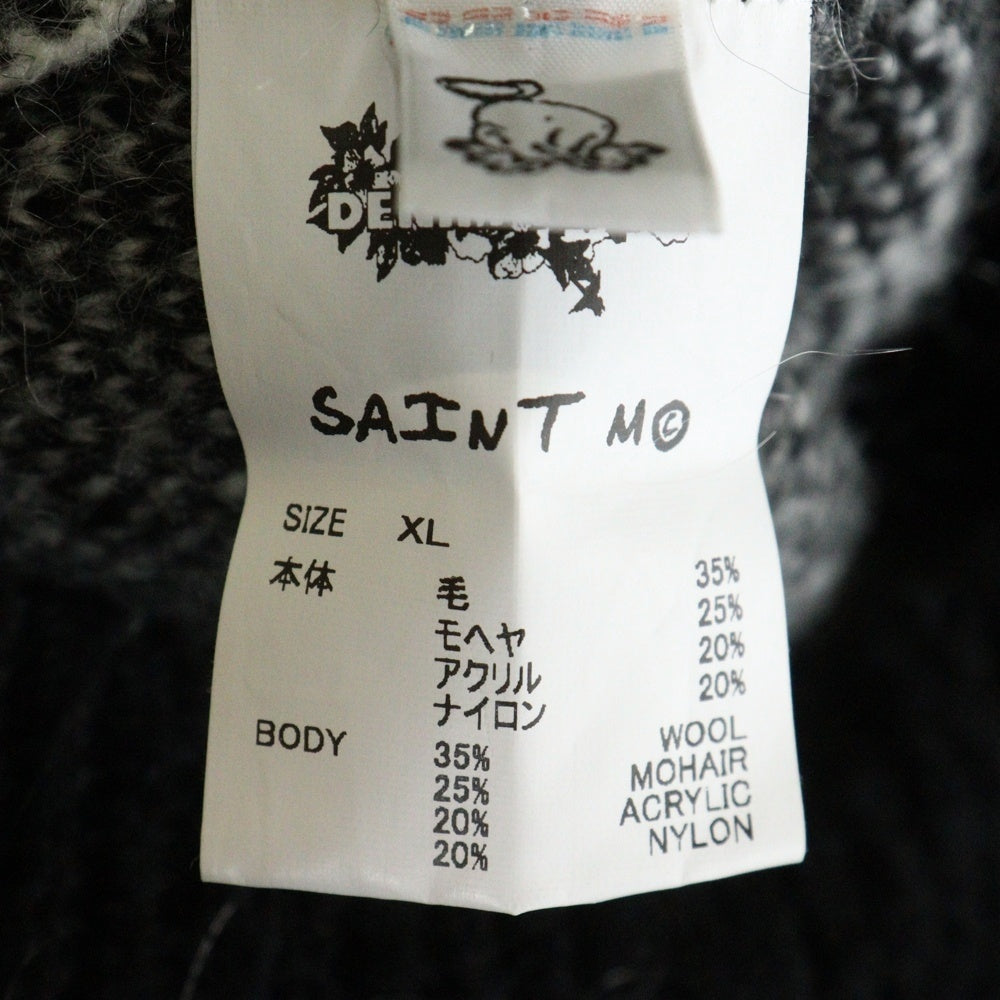 SAINT MICHAEL(セントマイケル) 24AW × DENIM TEARS DT MH CARDIGAN デニムティアーズ モヘア カーディガン ブラック SM-YS1-0000-C50