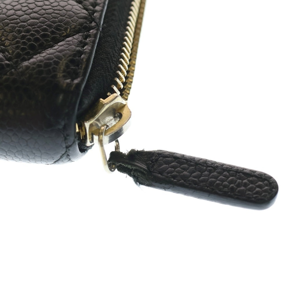CHANEL(シャネル) ココマーク キャビアスキン クラシック ラウンドファスナー 長財布 ブラック レディース