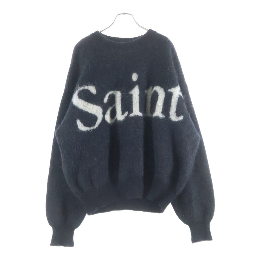 SAINT MICHAEL(セントマイケル) 23AW CREW NECK KNIT フロントロゴ モヘアニット セーター ブラック SM-A23-0000-042