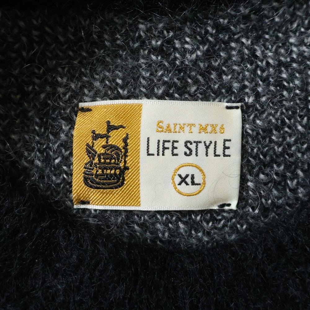 SAINT MICHAEL(セントマイケル) 23AW CREW NECK KNIT フロントロゴ モヘアニット セーター ブラック SM-A23-0000-042