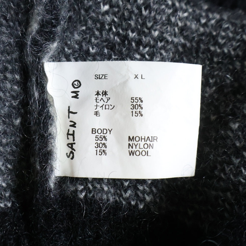 SAINT MICHAEL(セントマイケル) 23AW CREW NECK KNIT フロントロゴ モヘアニット セーター ブラック SM-A23-0000-042