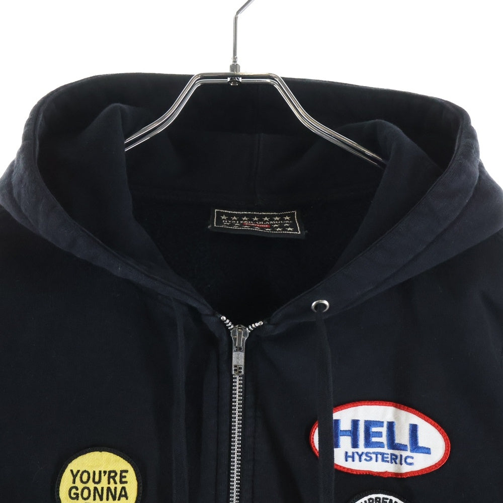 SUPREME(シュプリーム) 17AW × Hysteric Glamour Patches Zip Up Sweatshirt ヒステリックグラマー パッチ ジップアップ スウェットシャツ パーカー ブラック