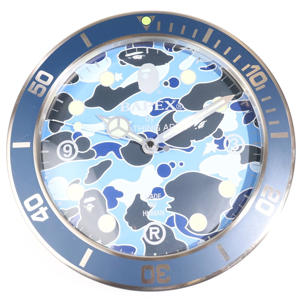 A BATHING APE(アベイシングエイプ) ABC CAMO BAPEX WALL CLOCK カモ柄 壁掛け時計 ブルー
