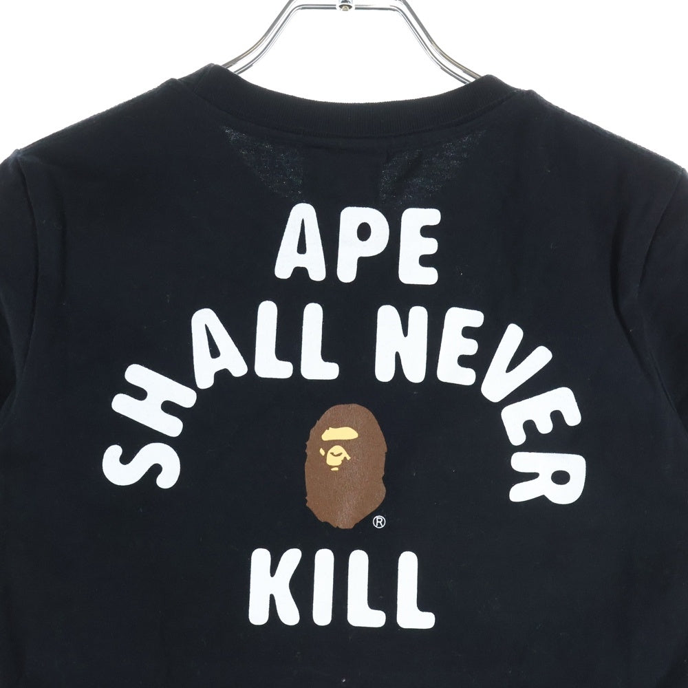 A BATHING APE(アベイシングエイプ) 両面プリント 半袖Tシャツ カットソー ブラック レディース