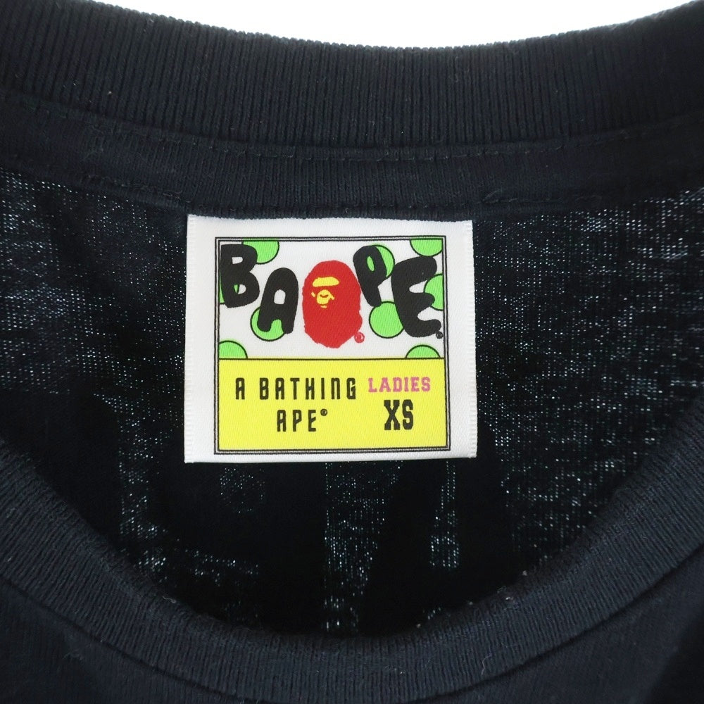 A BATHING APE(アベイシングエイプ) 両面プリント 半袖Tシャツ カットソー ブラック レディース