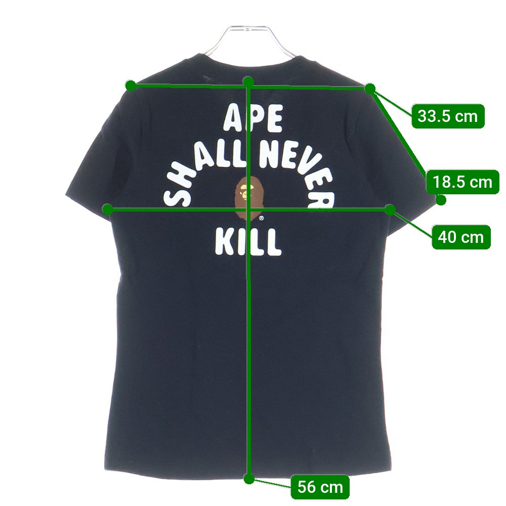 A BATHING APE(アベイシングエイプ) 両面プリント 半袖Tシャツ カットソー ブラック レディース