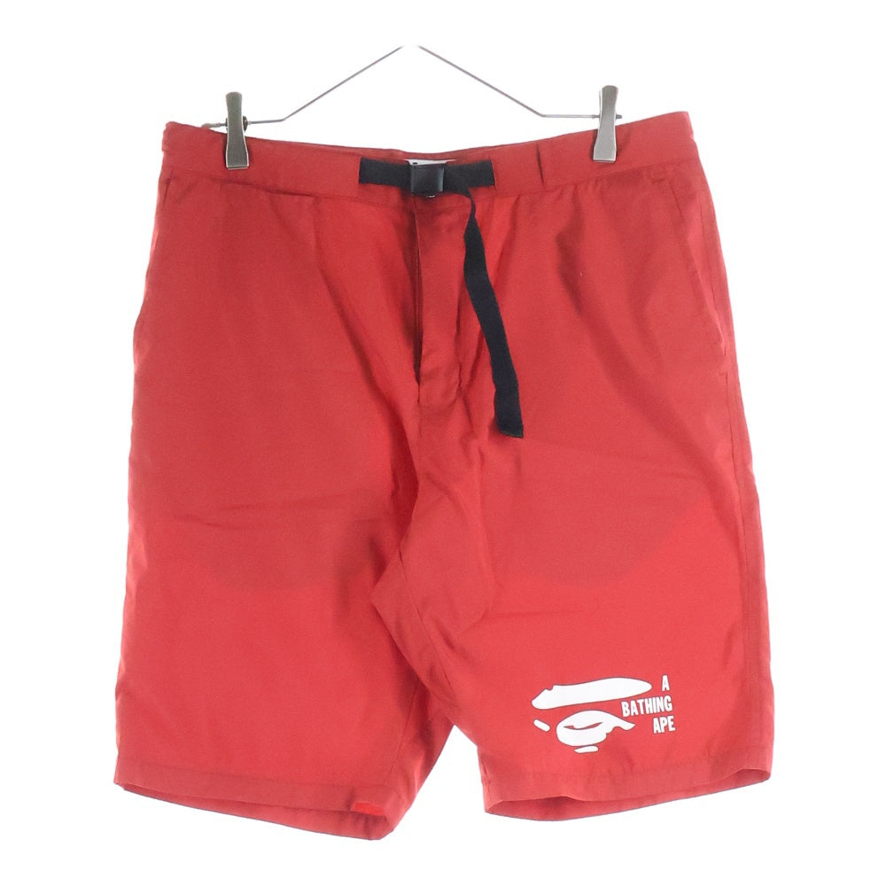 A BATHING APE(アベイシングエイプ) ポリエステル フロントプリント ハーフパンツ ショーツ レッド 001SPA301008X