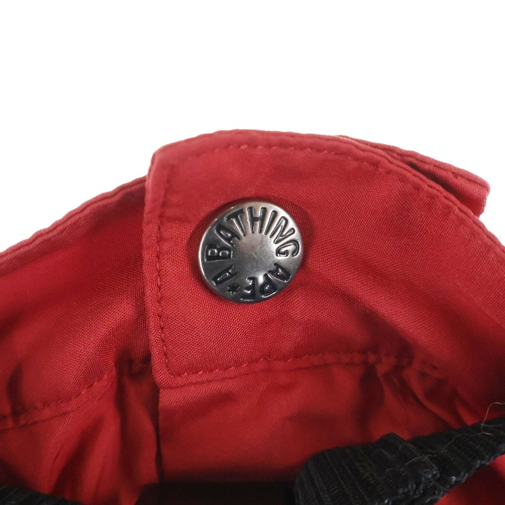 A BATHING APE(アベイシングエイプ) ポリエステル フロントプリント ハーフパンツ ショーツ レッド 001SPA301008X