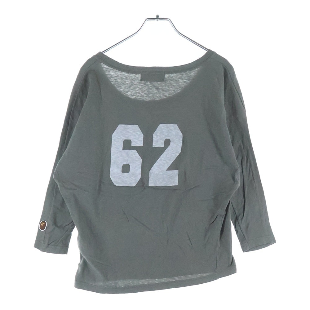 A BATHING APE(アベイシングエイプ) フロントプリント 七分丈 Tシャツ カットソー グレー レディース 1860-211-502