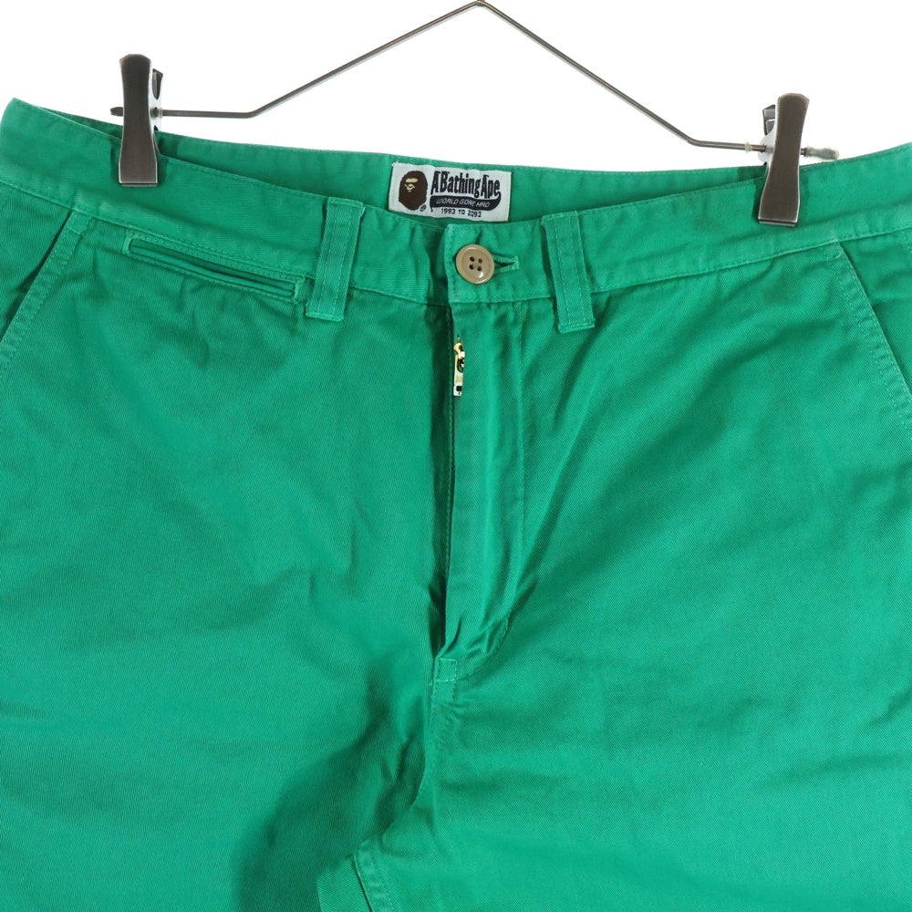 A BATHING APE(アベイシングエイプ) コットン フロントプリント ハーフパンツ ショーツ グリーン 001SP0301005X