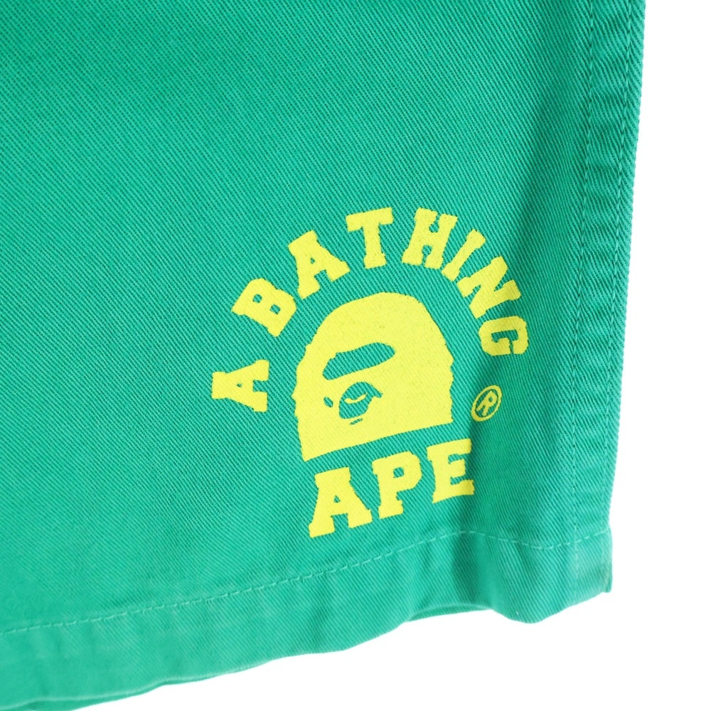 A BATHING APE(アベイシングエイプ) コットン フロントプリント ハーフパンツ ショーツ グリーン 001SP0301005X