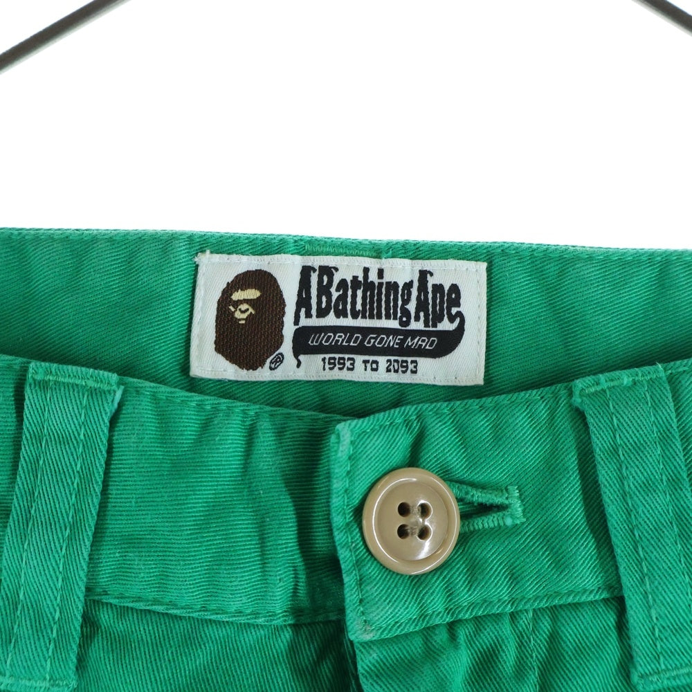 A BATHING APE(アベイシングエイプ) コットン フロントプリント ハーフパンツ ショーツ グリーン 001SP0301005X