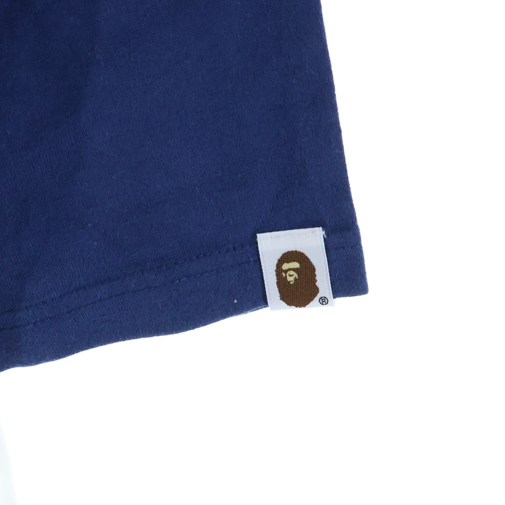 A BATHING APE(アベイシングエイプ) フロントプリント ラグランTシャツ カットソー ネイビー/ホワイト レディース
