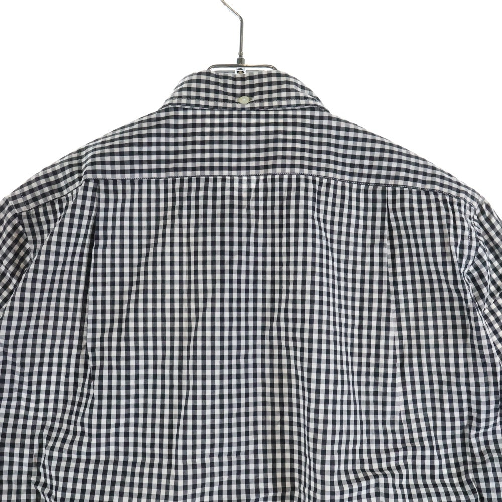 A BATHING APE(アベイシングエイプ) フロントロゴ コットン ギンガムチェック柄 半袖シャツ ブラック