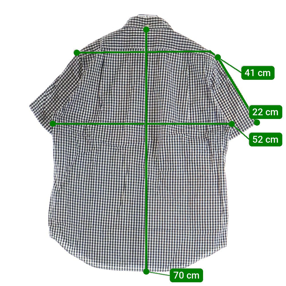 A BATHING APE(アベイシングエイプ) フロントロゴ コットン ギンガムチェック柄 半袖シャツ ブラック