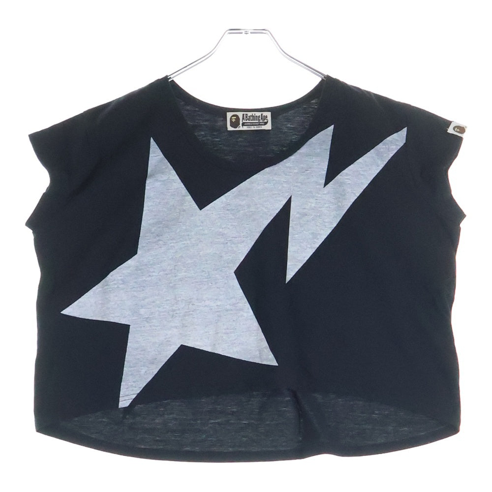 A BATHING APE(アベイシングエイプ) プリント ショート丈 Tシャツ カットソー ブラック レディース 1930-209-508