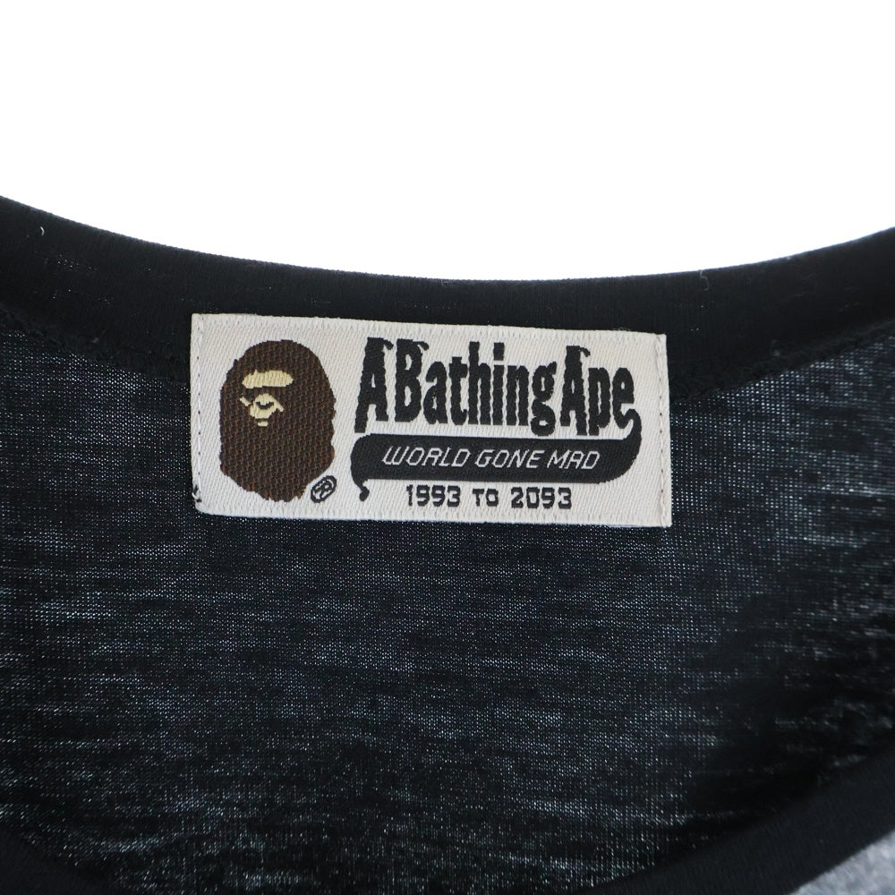 A BATHING APE(アベイシングエイプ) プリント ショート丈 Tシャツ カットソー ブラック レディース 1930-209-508