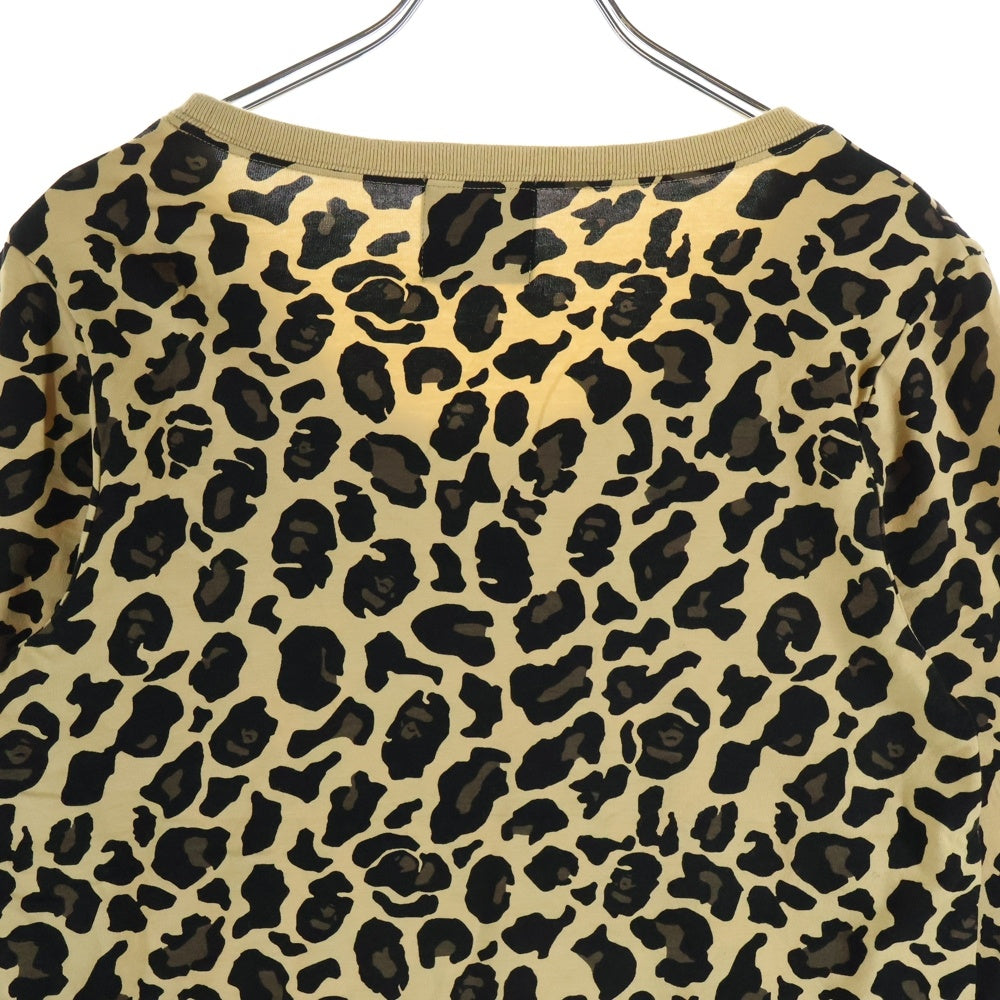 A BATHING APE(アベイシングエイプ) フロントロゴ レオパード柄 長袖Tシャツ カットソー ベージュ レディース 1860-211-506