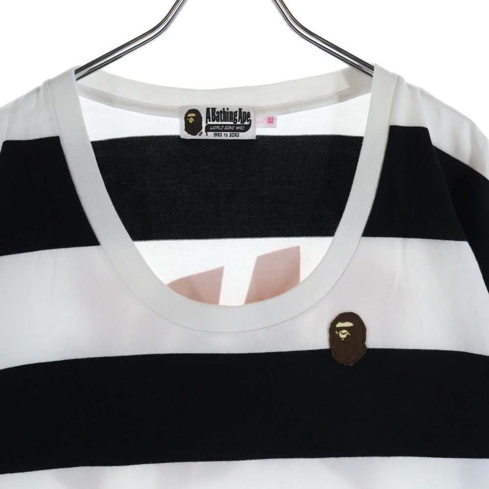 A BATHING APE(アベイシングエイプ) ボーダー長袖Tシャツ カットソー ブラック/ホワイト レディース 001LT0802512X