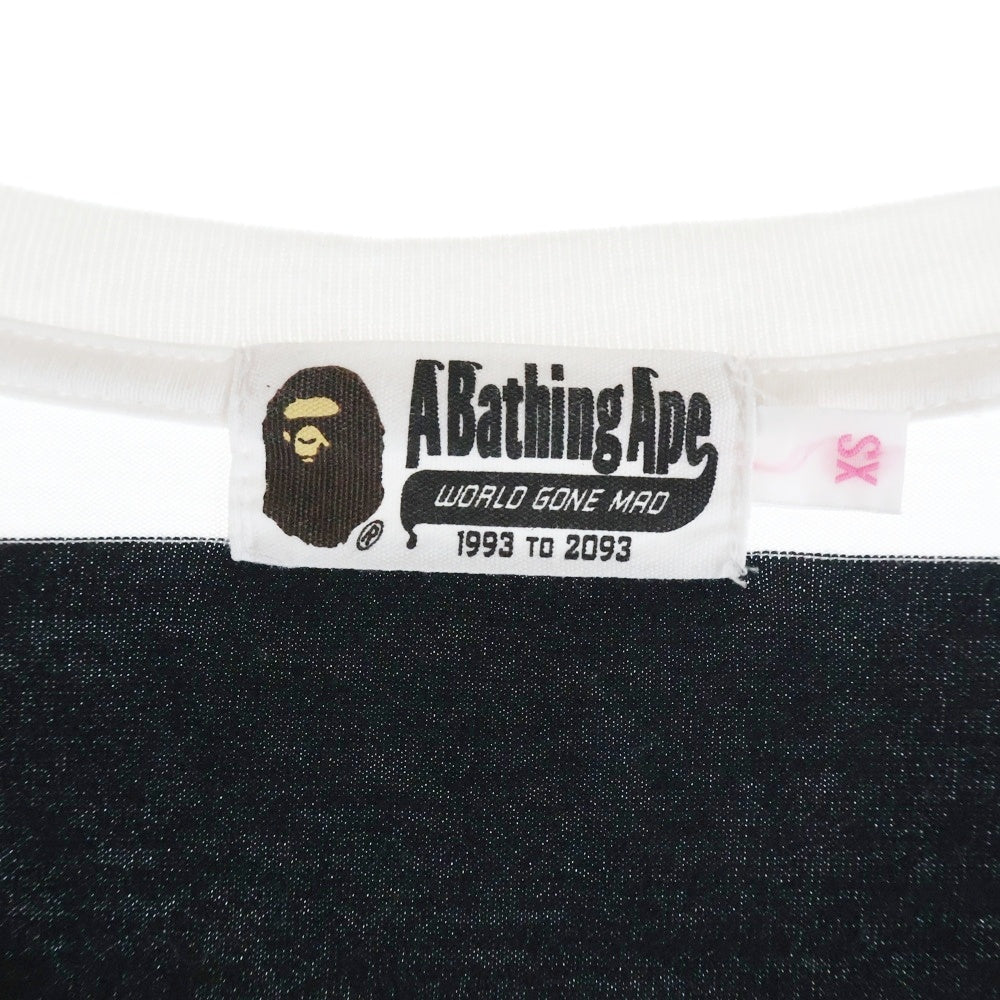 A BATHING APE(アベイシングエイプ) ボーダー長袖Tシャツ カットソー ブラック/ホワイト レディース 001LT0802512X
