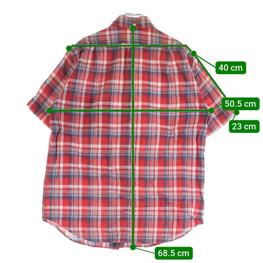 A BATHING APE(アベイシングエイプ) フロントロゴ チェック柄 ポケット半袖シャツ カットソー レッド レディース