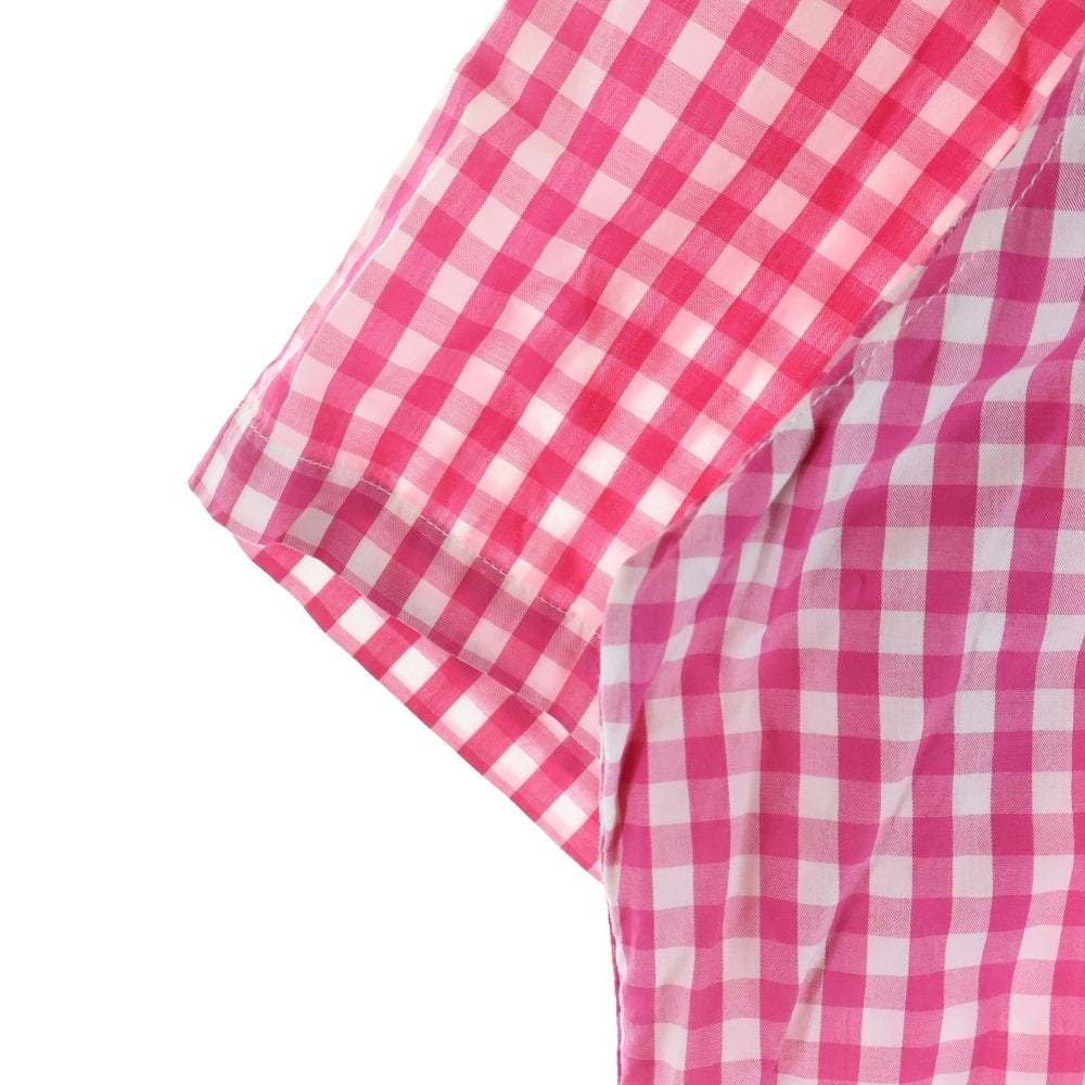 A BATHING APE(アベイシングエイプ) フロントロゴ コットン ギンガムチェック柄 半袖シャツ ピンク