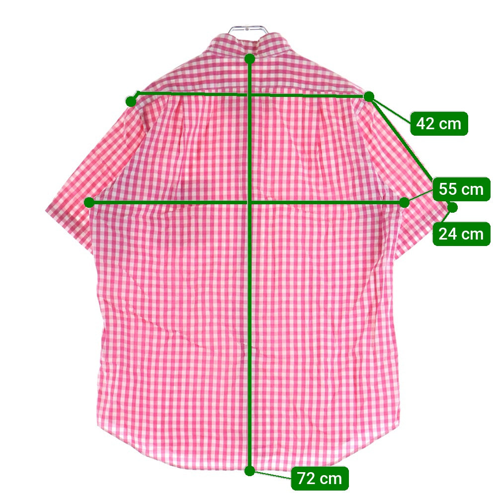 A BATHING APE(アベイシングエイプ) フロントロゴ コットン ギンガムチェック柄 半袖シャツ ピンク