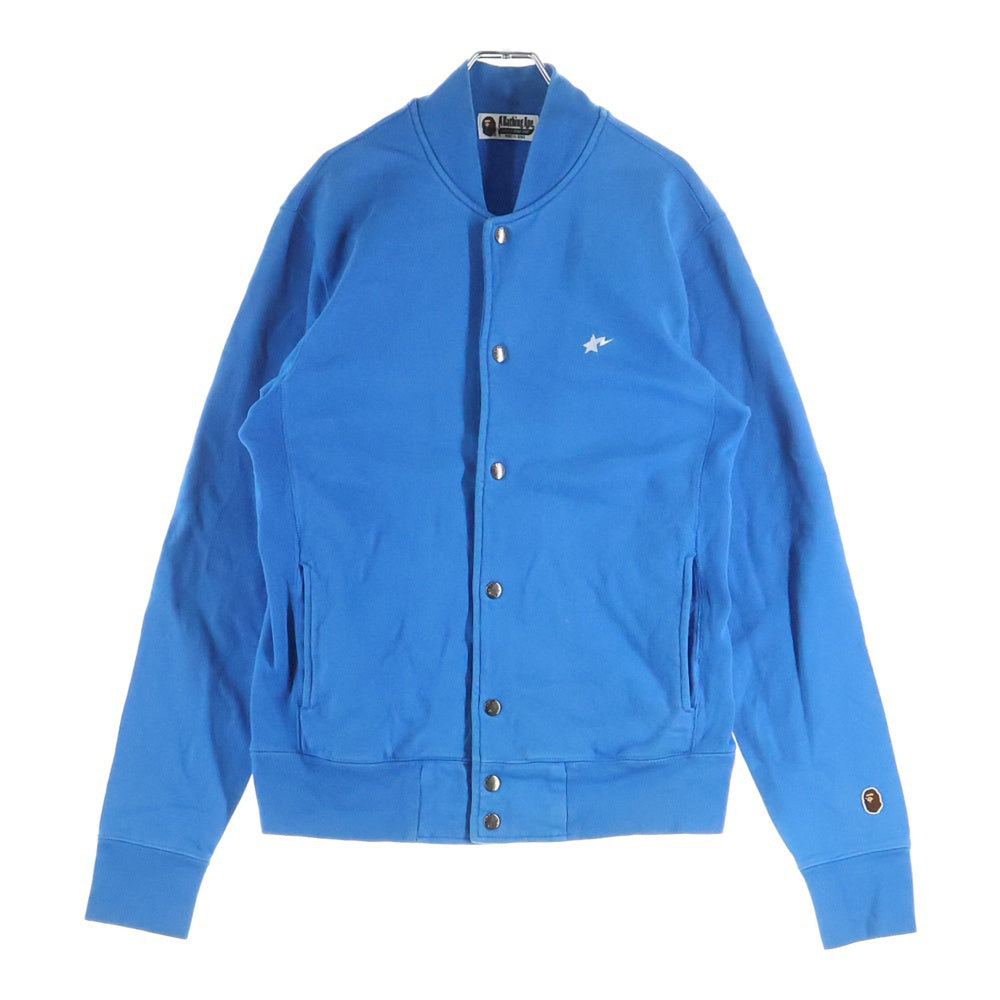 A BATHING APE(アベイシングエイプ) 刺繍ロゴ ボンバージャケット ブルー 001SWA301004X