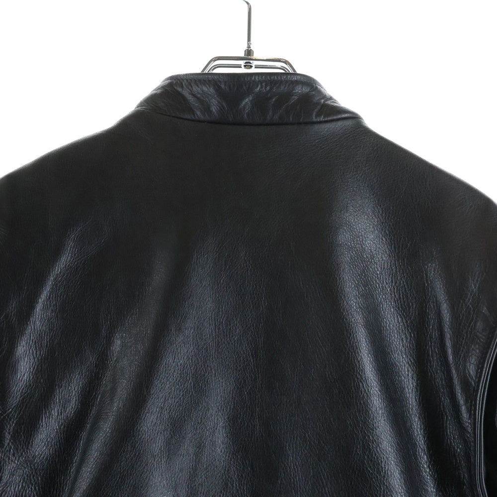 A BATHING APE(アベイシングエイプ) ×Schott ショット 裏地カモ柄 レザーシングル ライダースジャケット ブラック