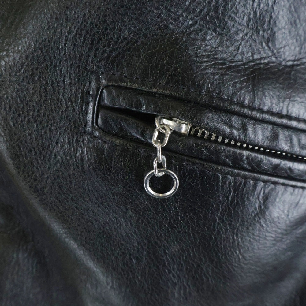 A BATHING APE(アベイシングエイプ) ×Schott ショット 裏地カモ柄 レザーシングル ライダースジャケット ブラック