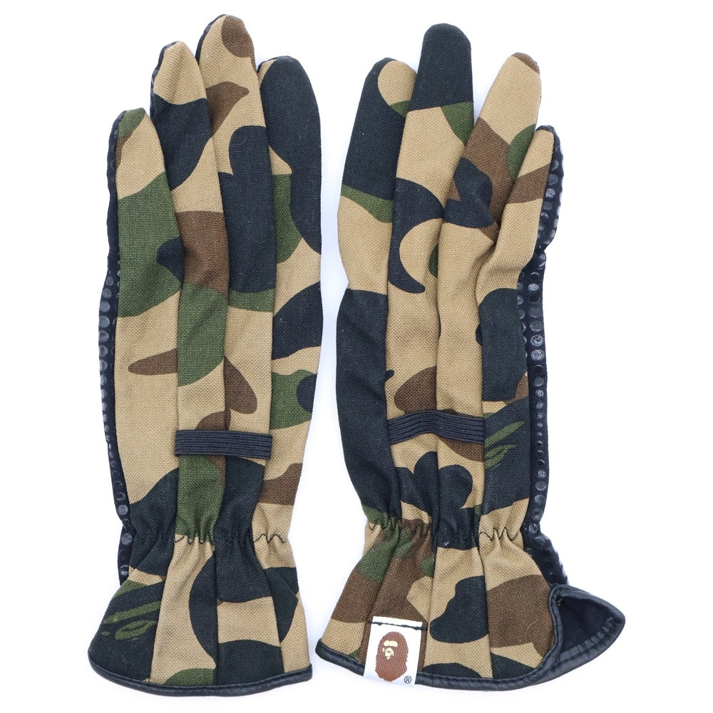 A BATHING APE(アベイシングエイプ) コットン カモ柄 手袋 カーキ