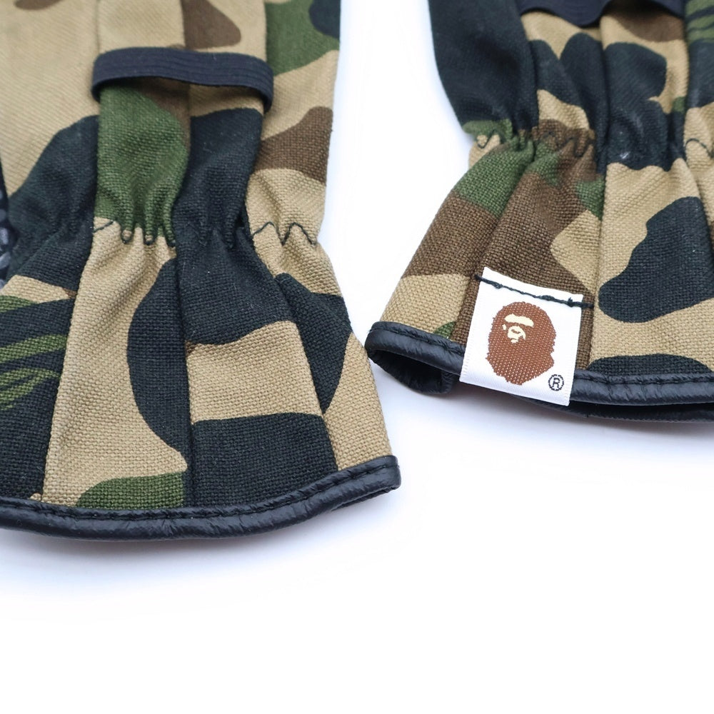 A BATHING APE(アベイシングエイプ) コットン カモ柄 手袋 カーキ