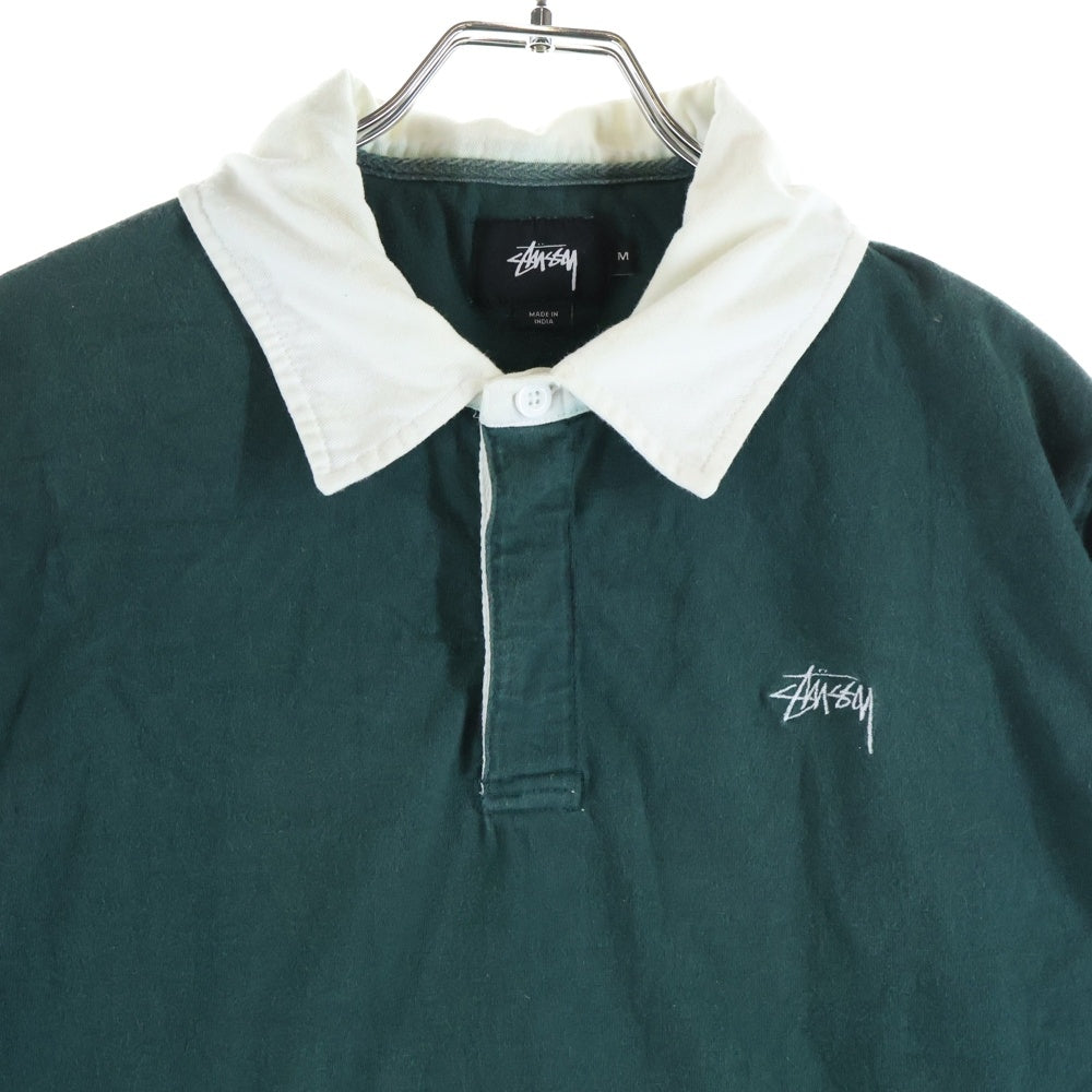 STUSSY(ステューシー) Long Sleeve Polo Shirt 長袖ポロシャツ ラガーシャツ グリーン/レッド/ホワイト/ブラック