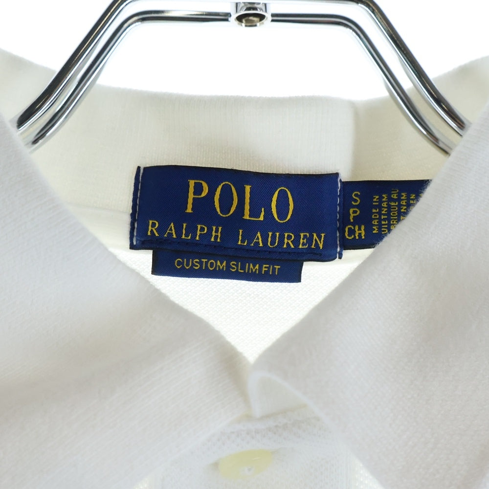 POLO RALPH LAUREN(ポロラルフローレン) CUSTOM SLIM FIT 胸ロゴ刺繍 半袖コットンポロシャツ ホワイト