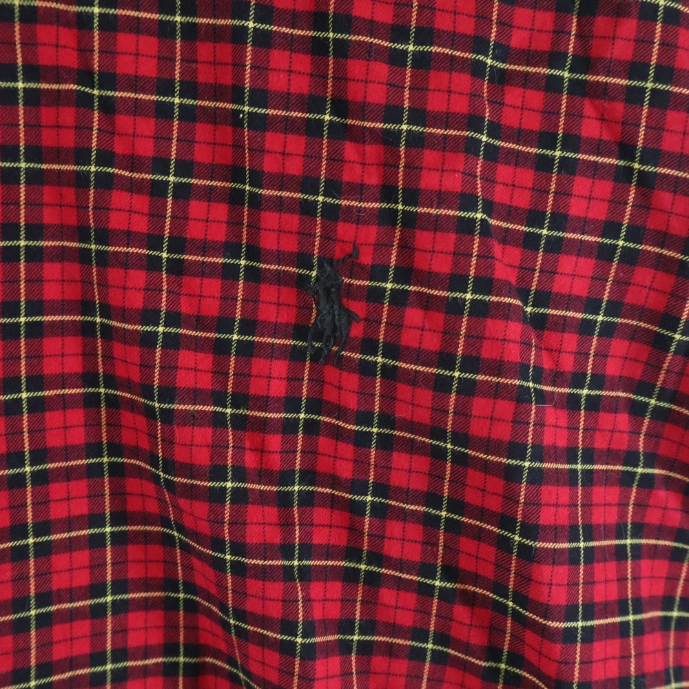 POLO RALPH LAUREN(ポロラルフローレン) 長袖チェックシャツ ボタンダウン 胸ロゴ刺繍 レッド/イエロー